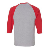 5700 Gildan Heavy Cotton™ Raglan Three-Quarter Sleeve T-Shirt Sport Grey/ Red