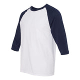 5700 Gildan Heavy Cotton™ Raglan Three-Quarter Sleeve T-Shirt White/ Navy