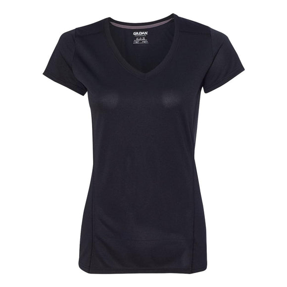 47V00L Gildan Performance® Tech Women's V-Neck T-Shirt Black