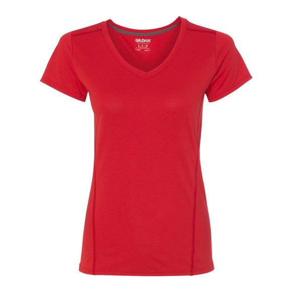 47V00L Gildan Performance® Tech Women's V-Neck T-Shirt Red