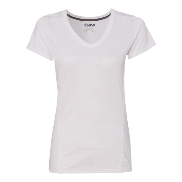 47V00L Gildan Performance® Tech Women's V-Neck T-Shirt White
