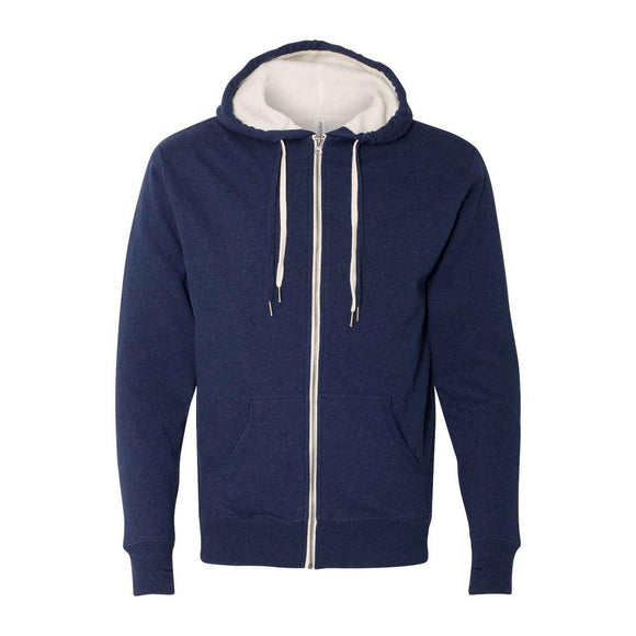 EXP90SHZ Independent Trading Co. Sherpa-Lined Hooded Sweatshirt Navy Heather
