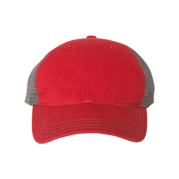 111 Richardson Garment-Washed Trucker Cap Red/ Charcoal