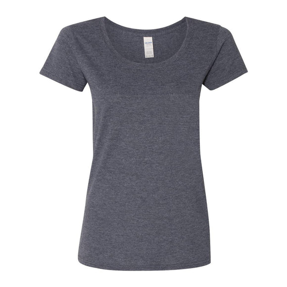 64550L Gildan Softstyle® Women’s Deep Scoop Neck T-Shirt Heather Navy