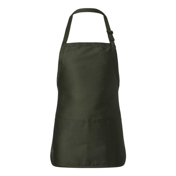 Q4250 Q-Tees Full-Length Apron with Pouch Pocket Forest