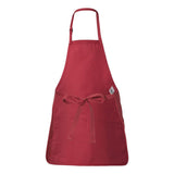 Q4250 Q-Tees Full-Length Apron with Pouch Pocket Red