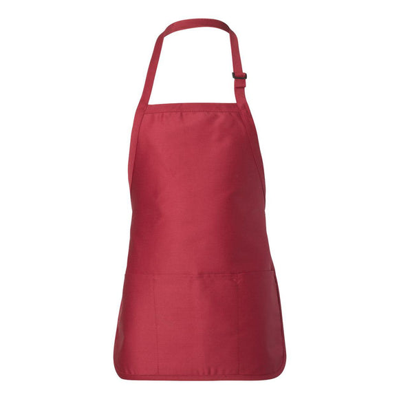 Q4250 Q-Tees Full-Length Apron with Pouch Pocket Red