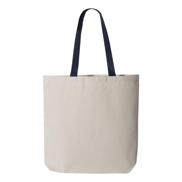 Q4400 Q-Tees 11L Canvas Tote with Contrast-Color Handles Natural/ Navy