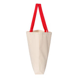 Q4400 Q-Tees 11L Canvas Tote with Contrast-Color Handles Natural/ Red