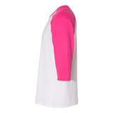 5700 Gildan Heavy Cotton™ Raglan Three-Quarter Sleeve T-Shirt White/ Heliconia
