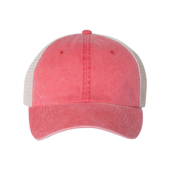 SP510 Sportsman Pigment-Dyed Trucker Cap Red/ Stone