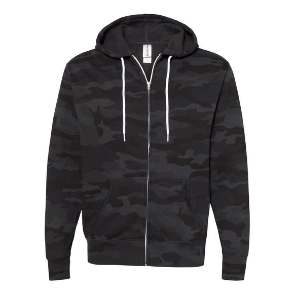 AFX90UNZ Independent Trading Co. Lightweight Full-Zip Hooded Sweatshirt Black Camo