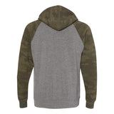 PRM33SBP Independent Trading Co. Special Blend Raglan Hooded Sweatshirt Nickel Heather/ Forest Camo