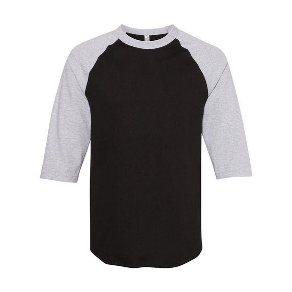 1334 ALSTYLE Classic Raglan Three-Quarter Sleeve T-Shirt Black/ Athletic Heather