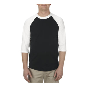 1334 ALSTYLE Classic Raglan Three-Quarter Sleeve T-Shirt Black/ White