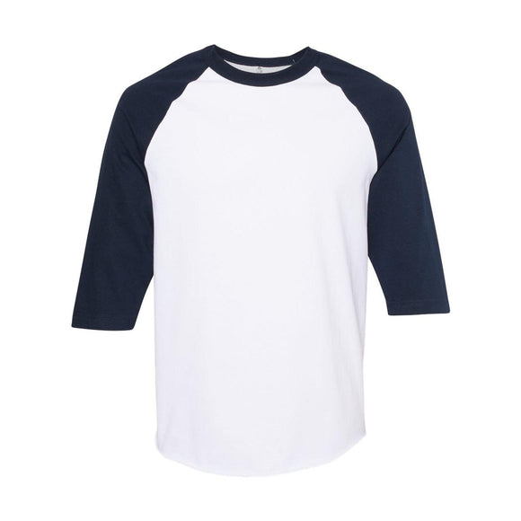 1334 ALSTYLE Classic Raglan Three-Quarter Sleeve T-Shirt White/ Navy