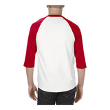1334 ALSTYLE Classic Raglan Three-Quarter Sleeve T-Shirt White/ Red
