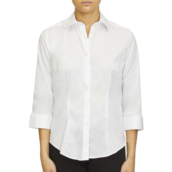 18CV304 Van Heusen Women's Three-Quarter Sleeve Twill Shirt White