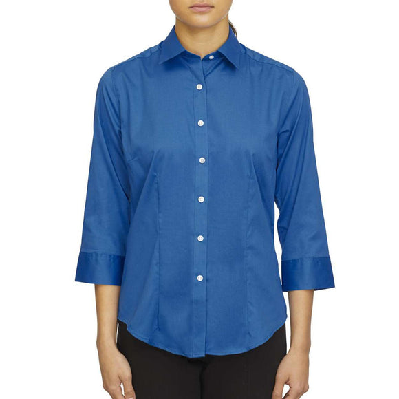 18CV304 Van Heusen Women's Three-Quarter Sleeve Twill Shirt Ultra Blue