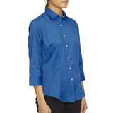 18CV304 Van Heusen Women's Three-Quarter Sleeve Twill Shirt Ultra Blue