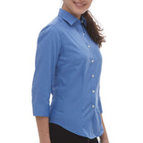 18CV527 Van Heusen Women's Three-Quarter Sleeve Baby Twill Dress Shirt Cobalt