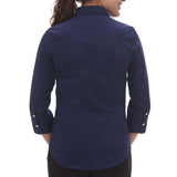 18CV527 Van Heusen Women's Three-Quarter Sleeve Baby Twill Dress Shirt Navy