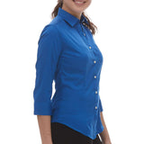 18CV527 Van Heusen Women's Three-Quarter Sleeve Baby Twill Dress Shirt Royal Blue