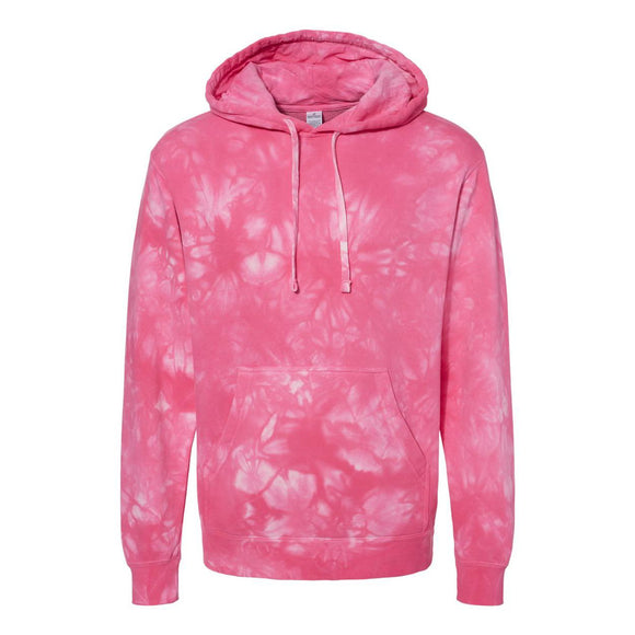PRM4500TD Independent Trading Co. Midweight Tie-Dyed Hooded Sweatshirt Tie Dye Pink