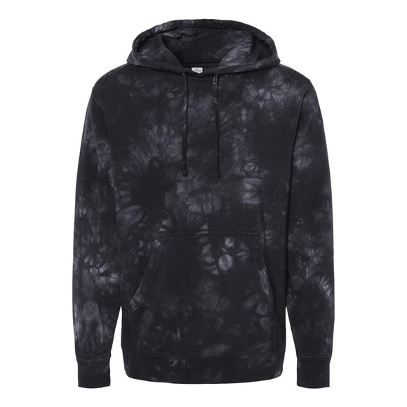 PRM4500TD Independent Trading Co. Midweight Tie-Dyed Hooded Sweatshirt Tie Dye Black