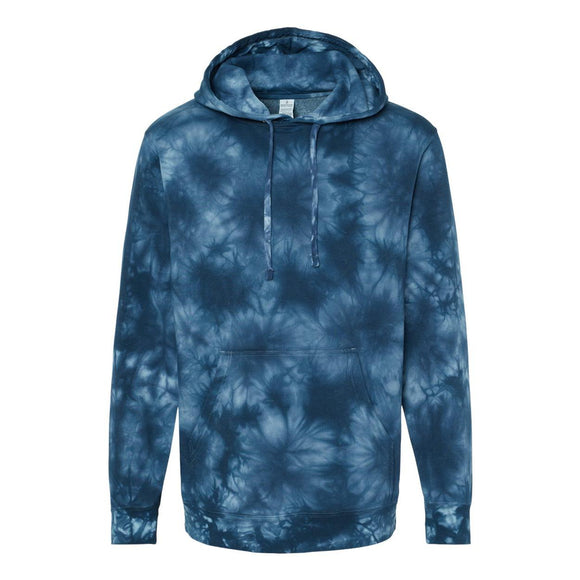 PRM4500TD Independent Trading Co. Midweight Tie-Dyed Hooded Sweatshirt Tie Dye Navy