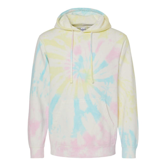 PRM4500TD Independent Trading Co. Midweight Tie-Dyed Hooded Sweatshirt Tie Dye Sunset Swirl