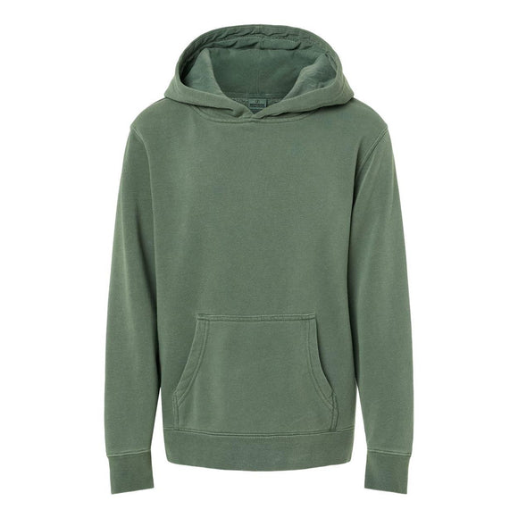 PRM1500Y Independent Trading Co. Youth Midweight Pigment-Dyed Hooded Sweatshirt Pigment Alpine Green